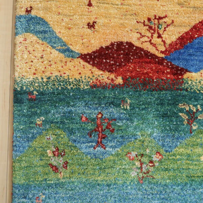 プレミアムギャッベ／ホシナマイ（ルリバフ） 137×44cm（HR-11083）