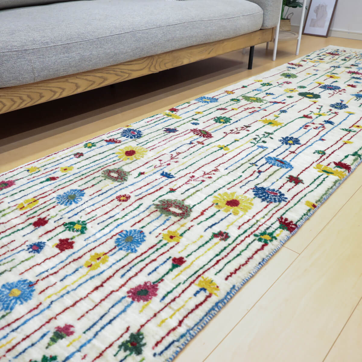 ギャッベ（ギャベ）ルリバフ　296×80cm（HR-13123）