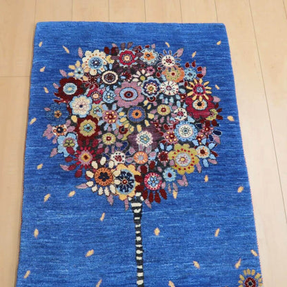 プレミアムギャッベ／ホシナマイ（ルリバフ） 113×63cm（HS-11001）