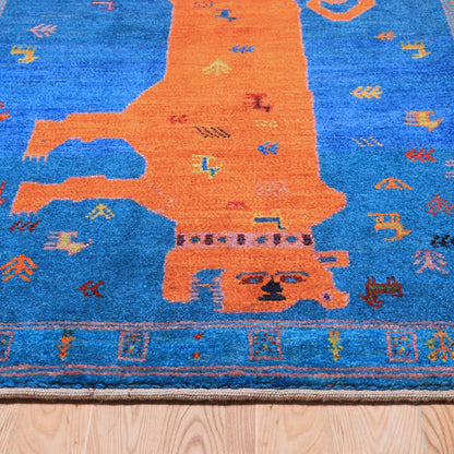 ギャッベ（ギャベ）ルリバフ　123×80cm（HS-70113）