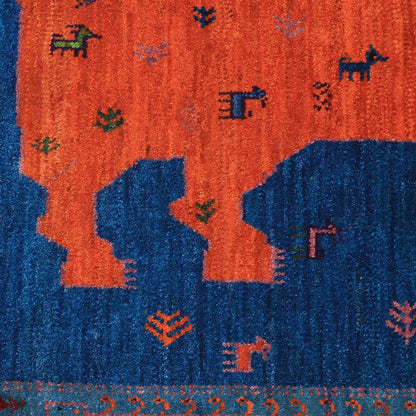 ギャッベ（ギャベ）ルリバフ　123×80cm（HS-70113）