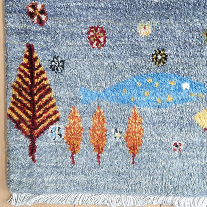 ギャッベ（ルリバフ）　87×60cm（HSS-11167）