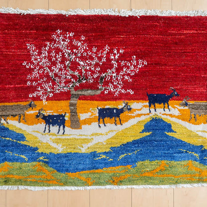ギャッベ（ルリバフ）　88×63cm（HSS-11168）