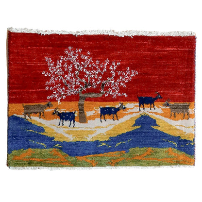 ギャッベ（ルリバフ）　88×63cm（HSS-11168）