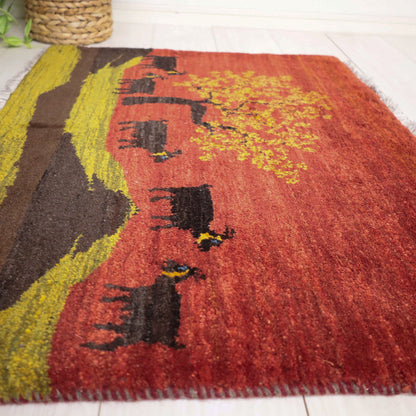 ギャッベ（ルリバフ）　65×89cm（HSS-11888）