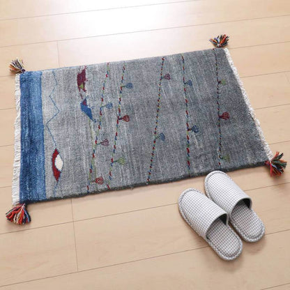 プレミアムギャッベ／ホシナマイ（ルリバフ） 85×53cm（HSS-71723）