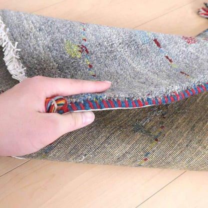 プレミアムギャッベ／ホシナマイ（ルリバフ） 81×56cm（HSS-71728）