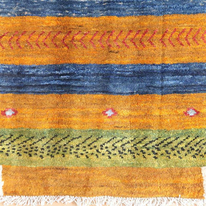 プレミアムギャッベ／ホシナマイ（ルリバフ） 84×58cm（HSS-72617）