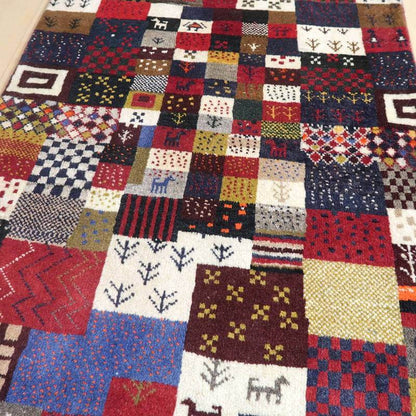 プレミアムギャッベ／ホシナマイ（カシュクリ） 98×74cm（HSS-48115）