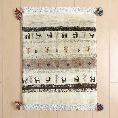 プレミアムギャッベ／ホシナマイ（カシュクリ） 73×63cm（HSS-48484）