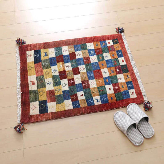 プレミアムギャッベ／ホシナマイ（カシュクリ） 88×66cm（HSS-58235）