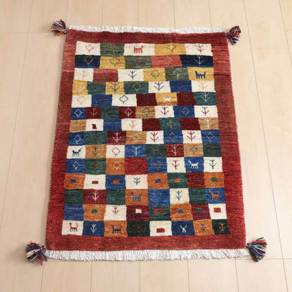 プレミアムギャッベ／ホシナマイ（カシュクリ） 88×66cm（HSS-58235）