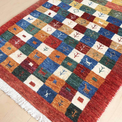 プレミアムギャッベ／ホシナマイ（カシュクリ） 88×66cm（HSS-58235）