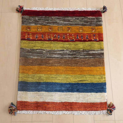 プレミアムギャッベ／ホシナマイ（カシュクリ） 84×68cm（HSS-67067）