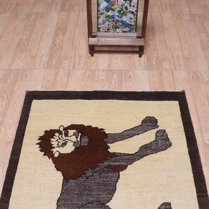 ギャッベ（ギャベ）ルリバフ　107×86cm（HSS-70123）