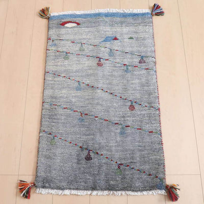 プレミアムギャッベ／ホシナマイ（ルリバフ） 85×54cm（HSS-71707）