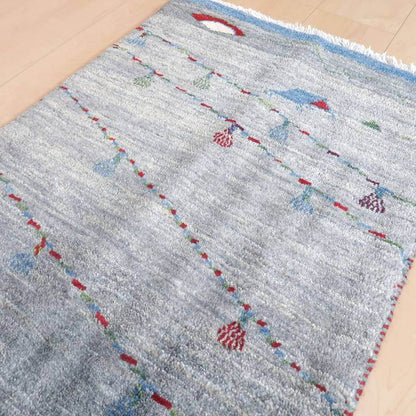プレミアムギャッベ／ホシナマイ（ルリバフ） 85×54cm（HSS-71707）