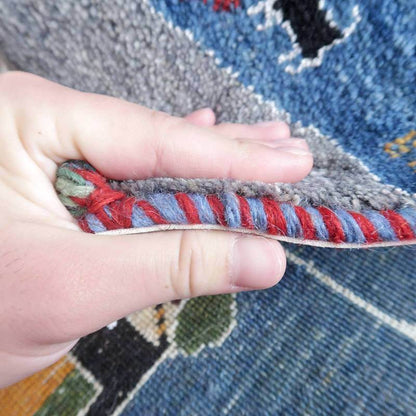 プレミアムギャッベ／ホシナマイ（ルリバフ） 67×87cm（HSS-71731）