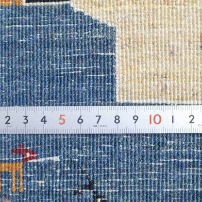 プレミアムギャッベ／ホシナマイ（ルリバフ） 67×87cm（HSS-71731）