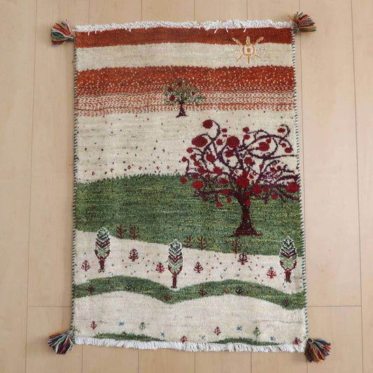 プレミアムギャッベ／ホシナマイ（ルリバフ） 88×64cm（HSS-71740）