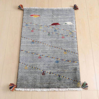 プレミアムギャッベ／ホシナマイ（ルリバフ） 92×61cm（HSS-71755）