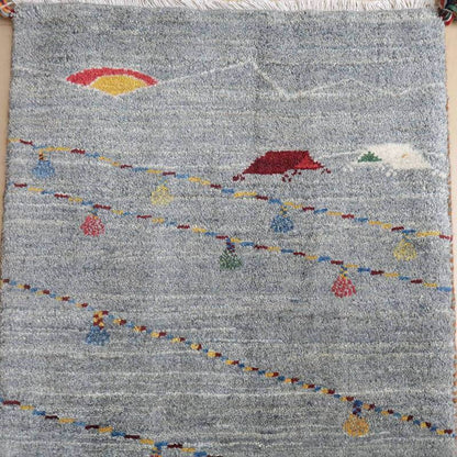 プレミアムギャッベ／ホシナマイ（ルリバフ） 92×61cm（HSS-71755）