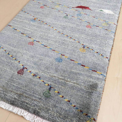 プレミアムギャッベ／ホシナマイ（ルリバフ） 92×61cm（HSS-71755）