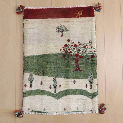 プレミアムギャッベ／ホシナマイ（ルリバフ） 90×63cm（HSS-71767）