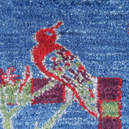 プレミアムギャッベ／ホシナマイ（ルリバフ） 84×61cm（HSS-71836）