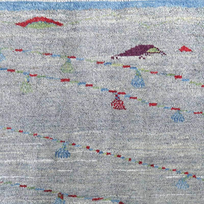プレミアムギャッベ／ホシナマイ（ルリバフ） 75×64cm（HSS-72423）