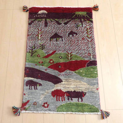 プレミアムギャッベ／ホシナマイ（ルリバフ） 92×58cm（HSS-72450）