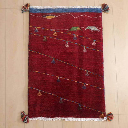 プレミアムギャッベ／ホシナマイ（ルリバフ） 91×62cm（HSS-72469）