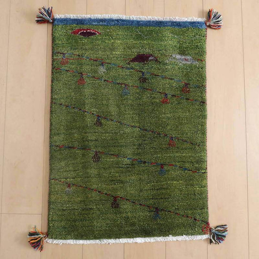 プレミアムギャッベ／ホシナマイ（ルリバフ） 83×60cm（HSS-72502）
