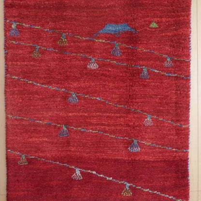 プレミアムギャッベ／ホシナマイ（ルリバフ） 80×62cm（HSS-72549）