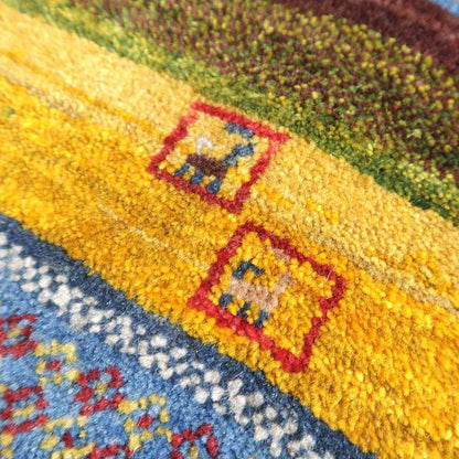 プレミアムギャッベ／ホシナマイ（カシュクリ） 83×68cm（HSS-72619）