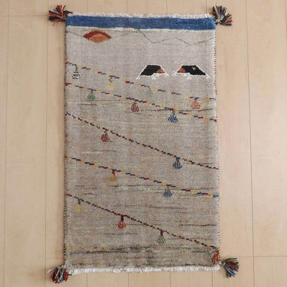 プレミアムギャッベ／ホシナマイ（ルリバフ） 93×57cm（HSS-73109）