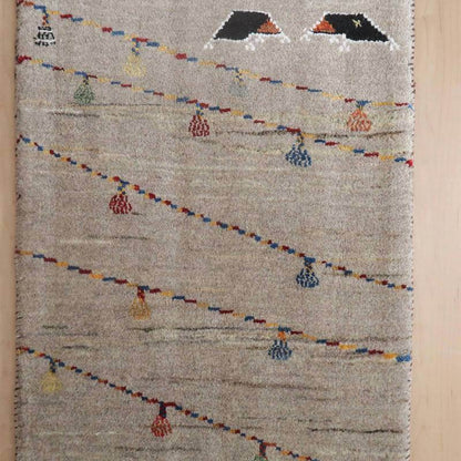 プレミアムギャッベ／ホシナマイ（ルリバフ） 93×57cm（HSS-73109）