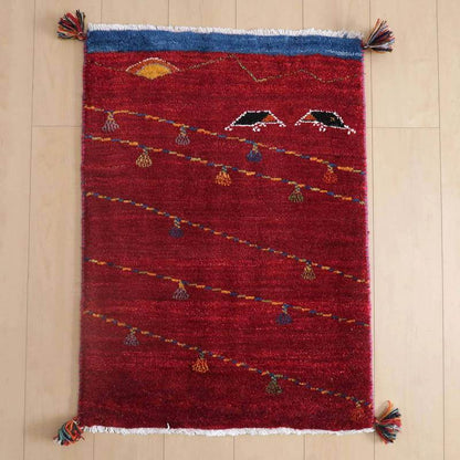 プレミアムギャッベ／ホシナマイ（ルリバフ） 87×64cm（HSS-73122）