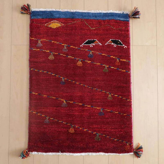 プレミアムギャッベ／ホシナマイ（ルリバフ） 87×64cm（HSS-73122）