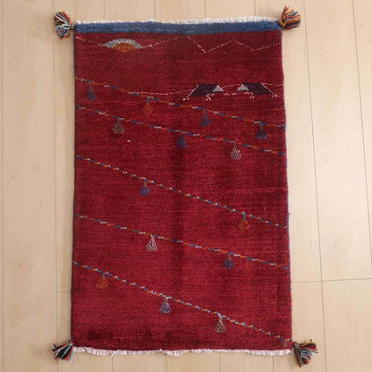 プレミアムギャッベ／ホシナマイ（ルリバフ） 96×62cm（HSS-73139）