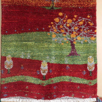 プレミアムギャッベ／ホシナマイ（ルリバフ） 85×61cm（HSS-77679）