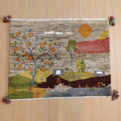 プレミアムギャッベ／ホシナマイ（ルリバフ） 69×89cm（HSS-77730）