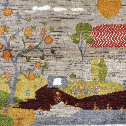 プレミアムギャッベ／ホシナマイ（ルリバフ） 69×89cm（HSS-77730）