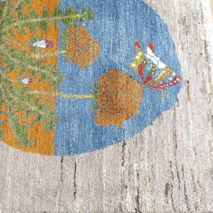 プレミアムギャッベ／ホシナマイ（ルリバフ） 89×66cm（HSS-77737）