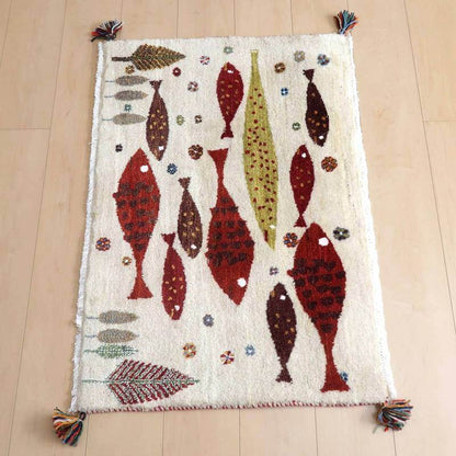 プレミアムギャッベ／ホシナマイ（ルリバフ） 63×92cm（HSS-77740）