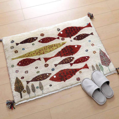 プレミアムギャッベ／ホシナマイ（ルリバフ） 63×92cm（HSS-77740）