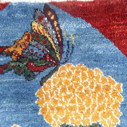 プレミアムギャッベ／ホシナマイ（ルリバフ） 64×88cm（HSS-777691）