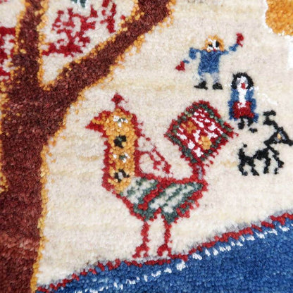 プレミアムギャッベ／ホシナマイ（ルリバフ） 91×67cm（HSS-77770）