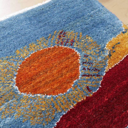 プレミアムギャッベ／ホシナマイ（ルリバフ） 63×92cm（HSS-77772）