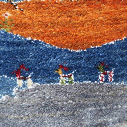 プレミアムギャッベ／ホシナマイ（ルリバフ） 63×92cm（HSS-77772）